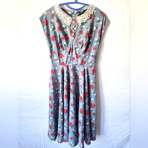 Hell Bunny Vixen blue and red dress
